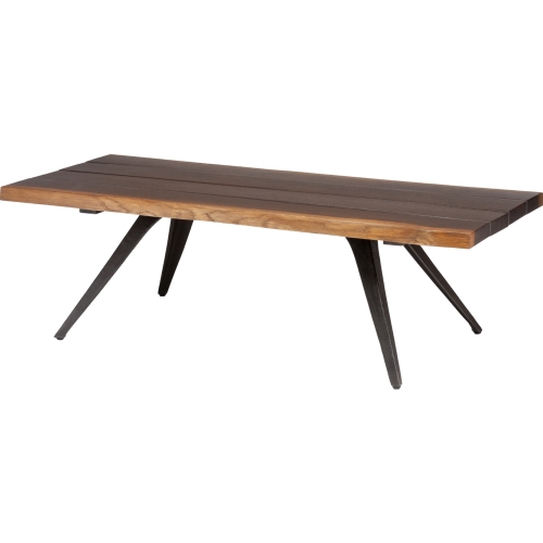 Vega Coffee Table w/ Seared Oak Top on Cast Iron Splayed Legs